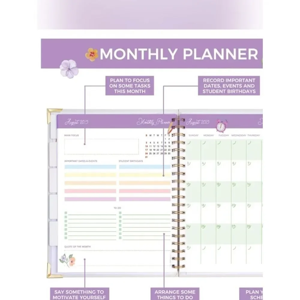 Teach Love Inspire Teacher Planner Spiral Notebook Journal